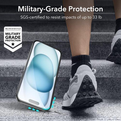 Alternative view of (3+2) ESR Armorite Ultra-Tough Tempered Glass + Camera Lens Clear iPhone 15 (With Easy Installation Kit)