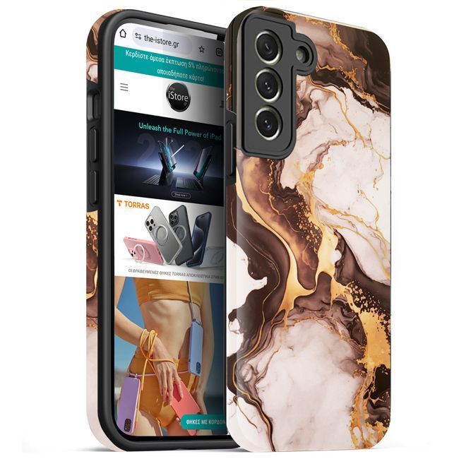 Θήκη Orso Hybrid Print Coffee Marble Samsung Galaxy S21 FE ΘΗΚΕΣ Orso Θήκη Orso Hybrid Print Coffee Marble Samsung Galaxy S21 FE