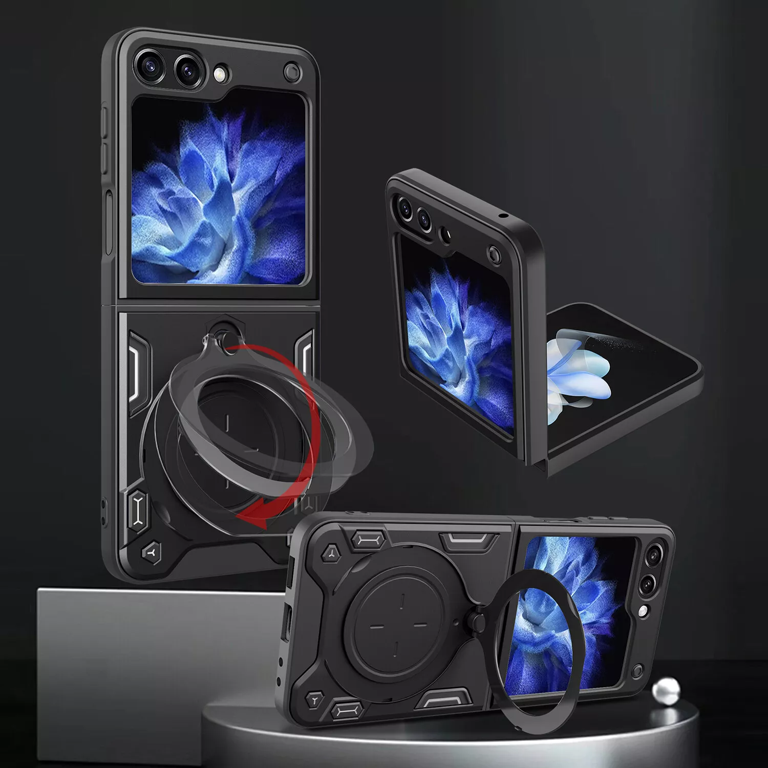 Θήκη Shockproof Ringstand Slide Camera Black Samsung Galaxy Z Flip7 FE ΘΗΚΕΣ Orso Θήκη Shockproof Ringstand Slide Camera Black Samsung Galaxy Z Flip7 FE - Image 3