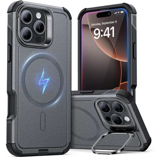 Θήκη ESR Cyber Tough with Stash Stand Magsafe Grey iPhone 16 Pro Max ΘΗΚΕΣ ESR Θήκη ESR Cyber Tough with Stash Stand Magsafe Grey iPhone 16 Pro Max