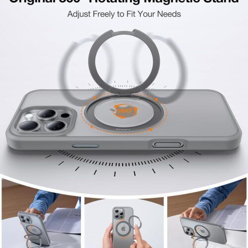 Alternative view of Θήκη Torras Ostand Pro MagSafe Kickstand Clear Grey iPhone 16 Pro Max
