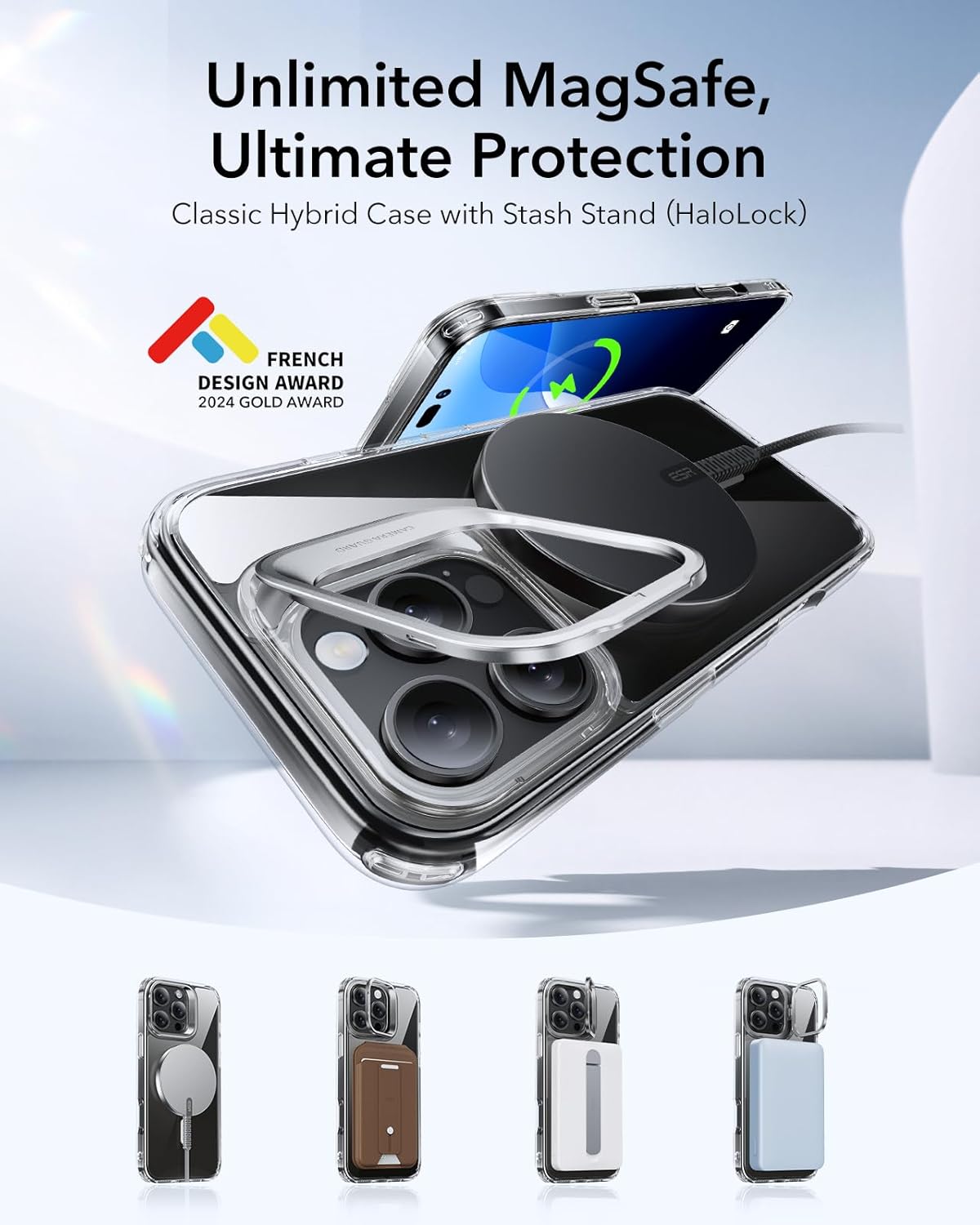 Θήκη ESR Classic Hybrid with Stash Stand HaloLock MagSafe Clear iPhone 16 Pro ΘΗΚΕΣ ESR Θήκη ESR Classic Hybrid with Stash Stand HaloLock MagSafe Clear iPhone 16 Pro - Image 2