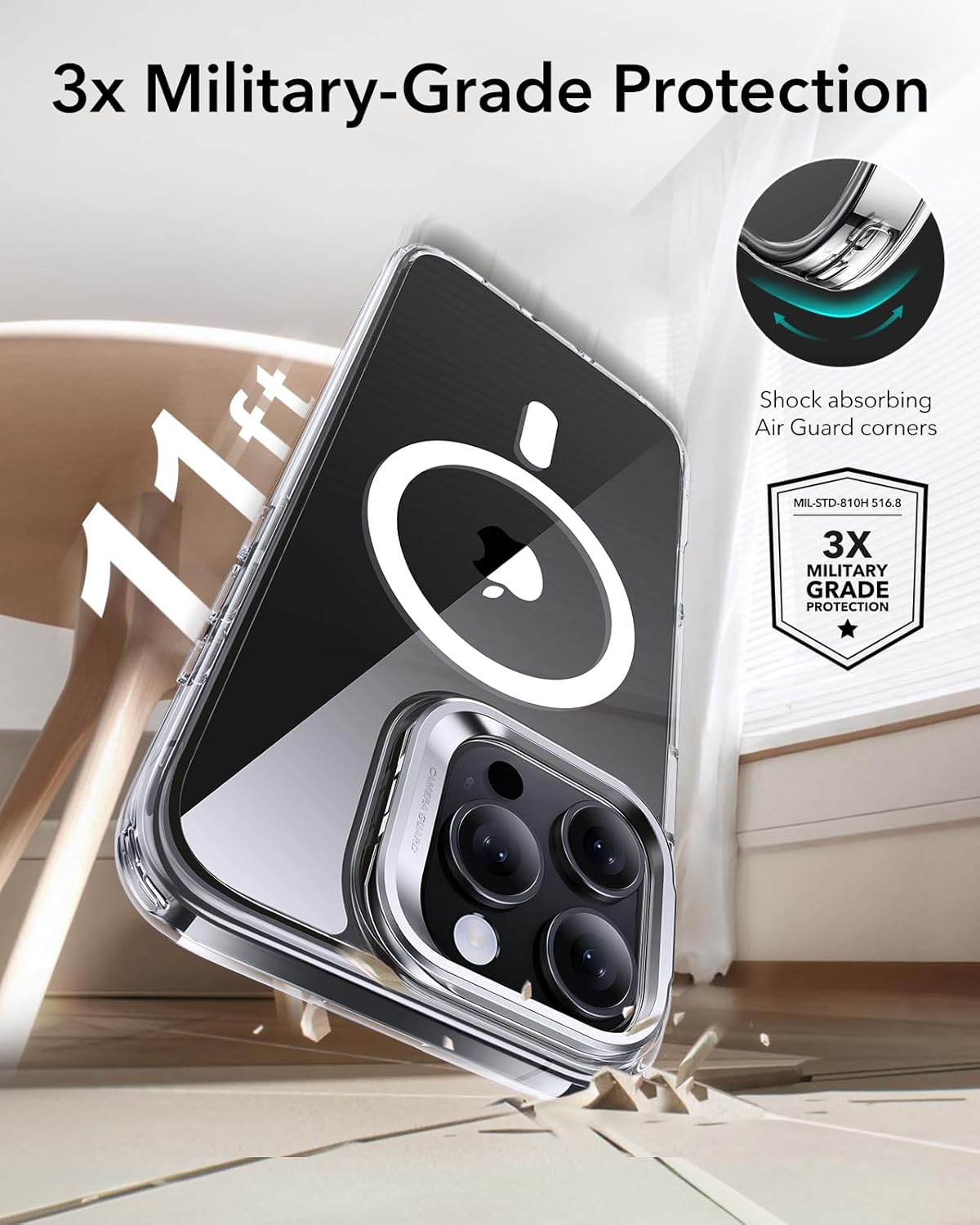Θήκη ESR Classic Hybrid with Stash Stand HaloLock MagSafe Clear iPhone 16 Pro ΘΗΚΕΣ ESR Θήκη ESR Classic Hybrid with Stash Stand HaloLock MagSafe Clear iPhone 16 Pro - Image 4