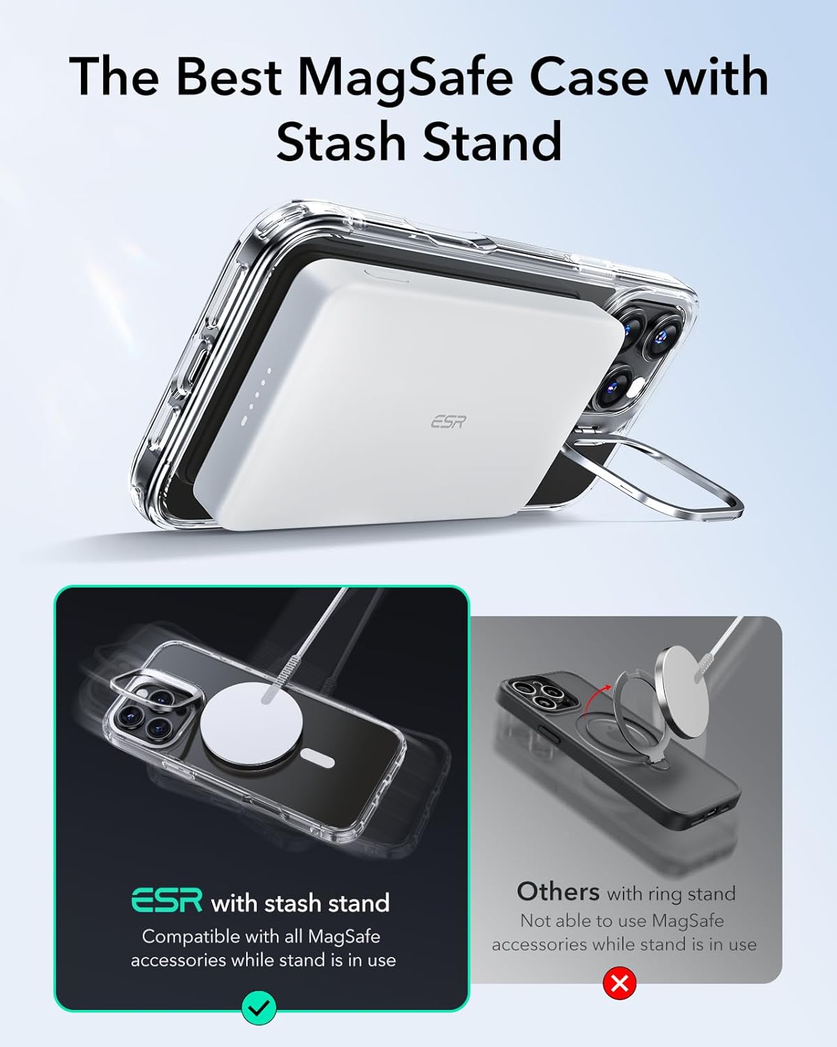 Θήκη ESR Classic Hybrid with Stash Stand HaloLock MagSafe Clear iPhone 16 Pro ΘΗΚΕΣ ESR Θήκη ESR Classic Hybrid with Stash Stand HaloLock MagSafe Clear iPhone 16 Pro - Image 3