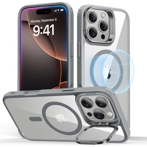 Θήκη ESR Classic Hybrid with Stash Stand HaloLock MagSafe Clear Grey iPhone 16 Pro ΘΗΚΕΣ ESR Θήκη ESR Classic Hybrid with Stash Stand HaloLock MagSafe Clear Grey iPhone 16 Pro