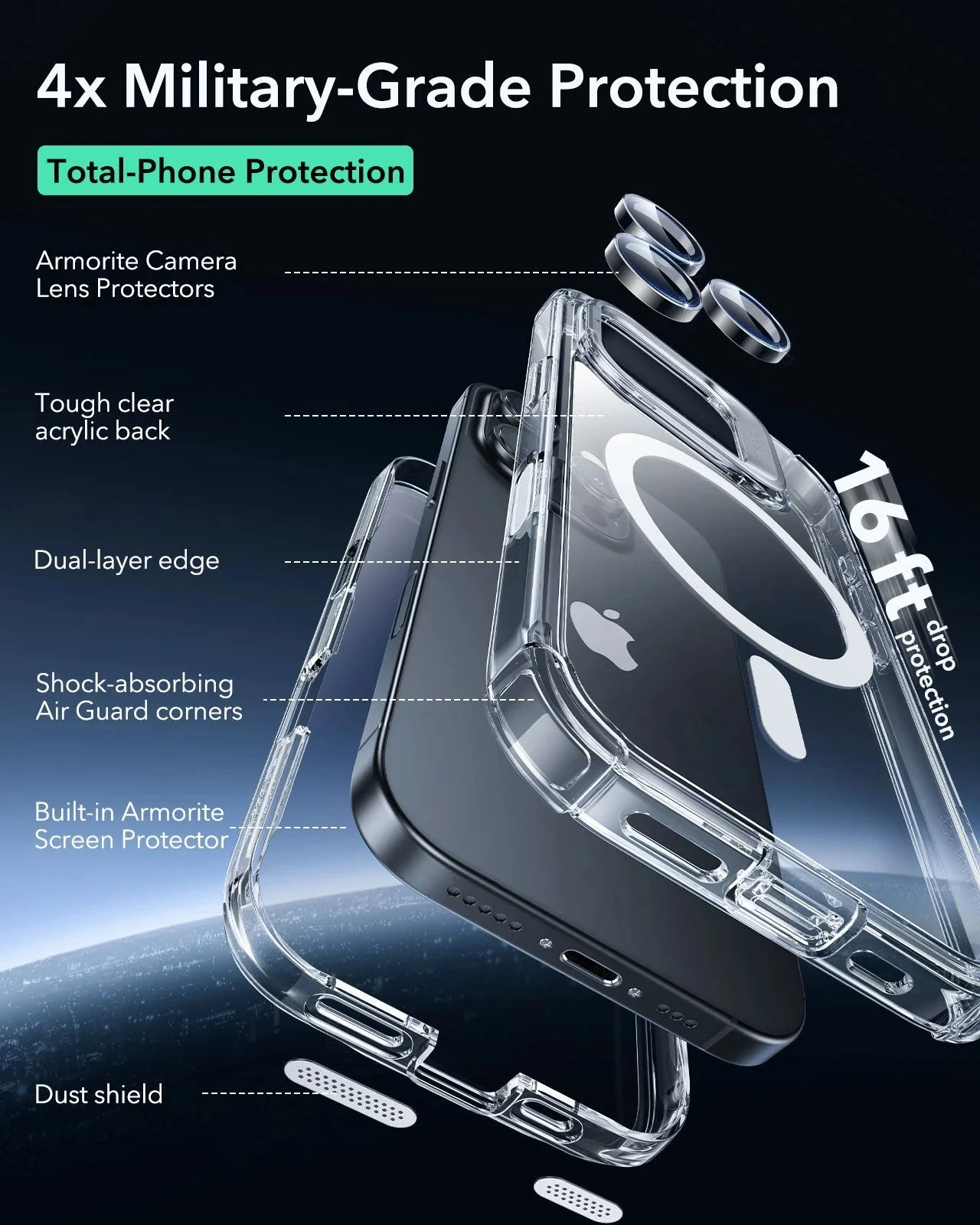 Θήκη ESR Armor Tough (Camera Control Button) HaloLock Magsafe Clear iPhone 16 Pro Max ΘΗΚΕΣ ESR Θήκη ESR Armor Tough (Camera Control Button) HaloLock Magsafe Clear iPhone 16 Pro Max - Image 5