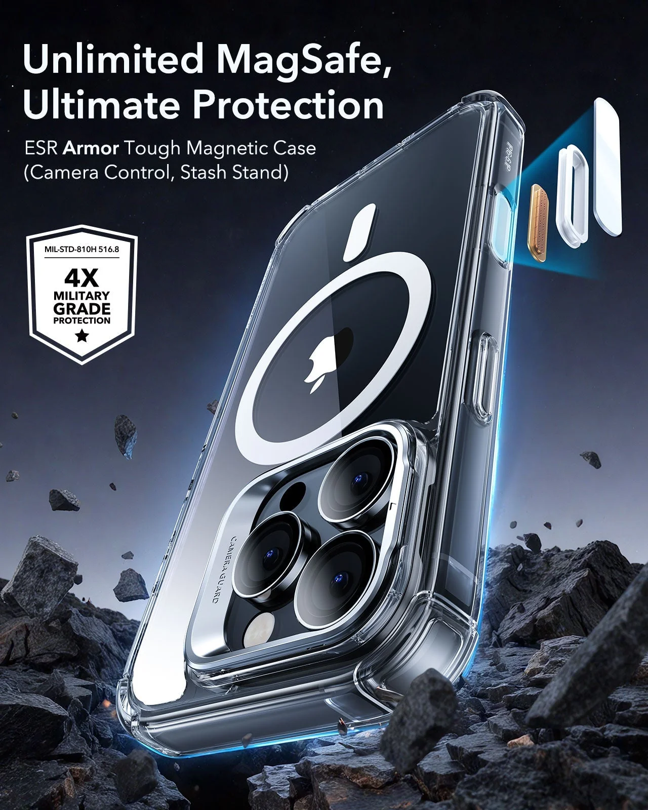 Θήκη ESR Armor Tough (Camera Control Button) HaloLock Magsafe Clear iPhone 16 Pro Max ΘΗΚΕΣ ESR Θήκη ESR Armor Tough (Camera Control Button) HaloLock Magsafe Clear iPhone 16 Pro Max - Image 2