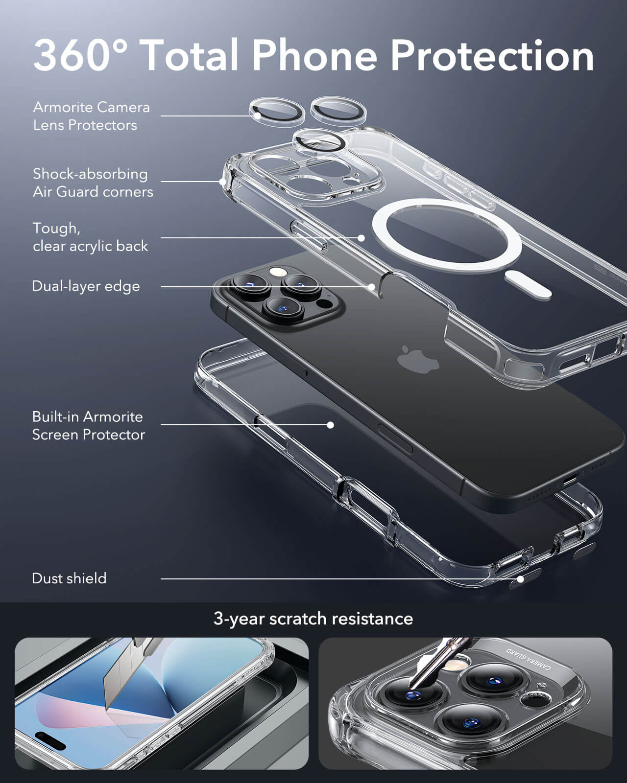 Θήκη ESR Armor Tough HaloLock Magsafe Clear iPhone 16 Pro ΘΗΚΕΣ ESR Θήκη ESR Armor Tough HaloLock Magsafe Clear iPhone 16 Pro - Image 4