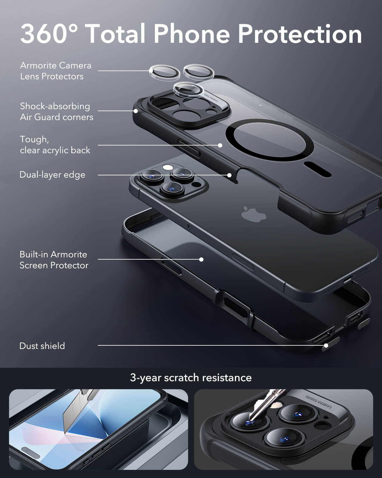Θήκη ESR Armor Tough HaloLock Magsafe Clear Black iPhone 16 Pro ΘΗΚΕΣ ESR Θήκη ESR Armor Tough HaloLock Magsafe Clear Black iPhone 16 Pro - Image 7