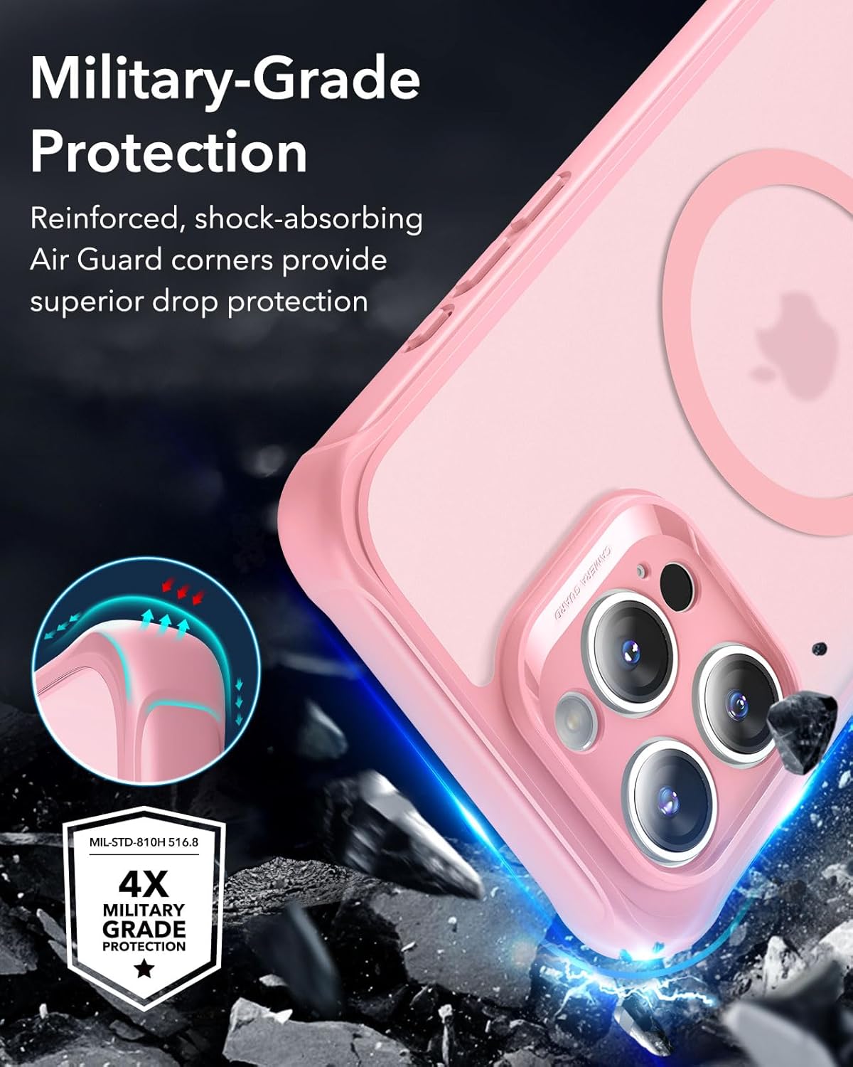 Θήκη ESR Armor Tough HaloLock Magsafe Frosted Pink iPhone 16 Pro Max ΘΗΚΕΣ ESR Θήκη ESR Armor Tough HaloLock Magsafe Frosted Pink iPhone 16 Pro Max - Image 3