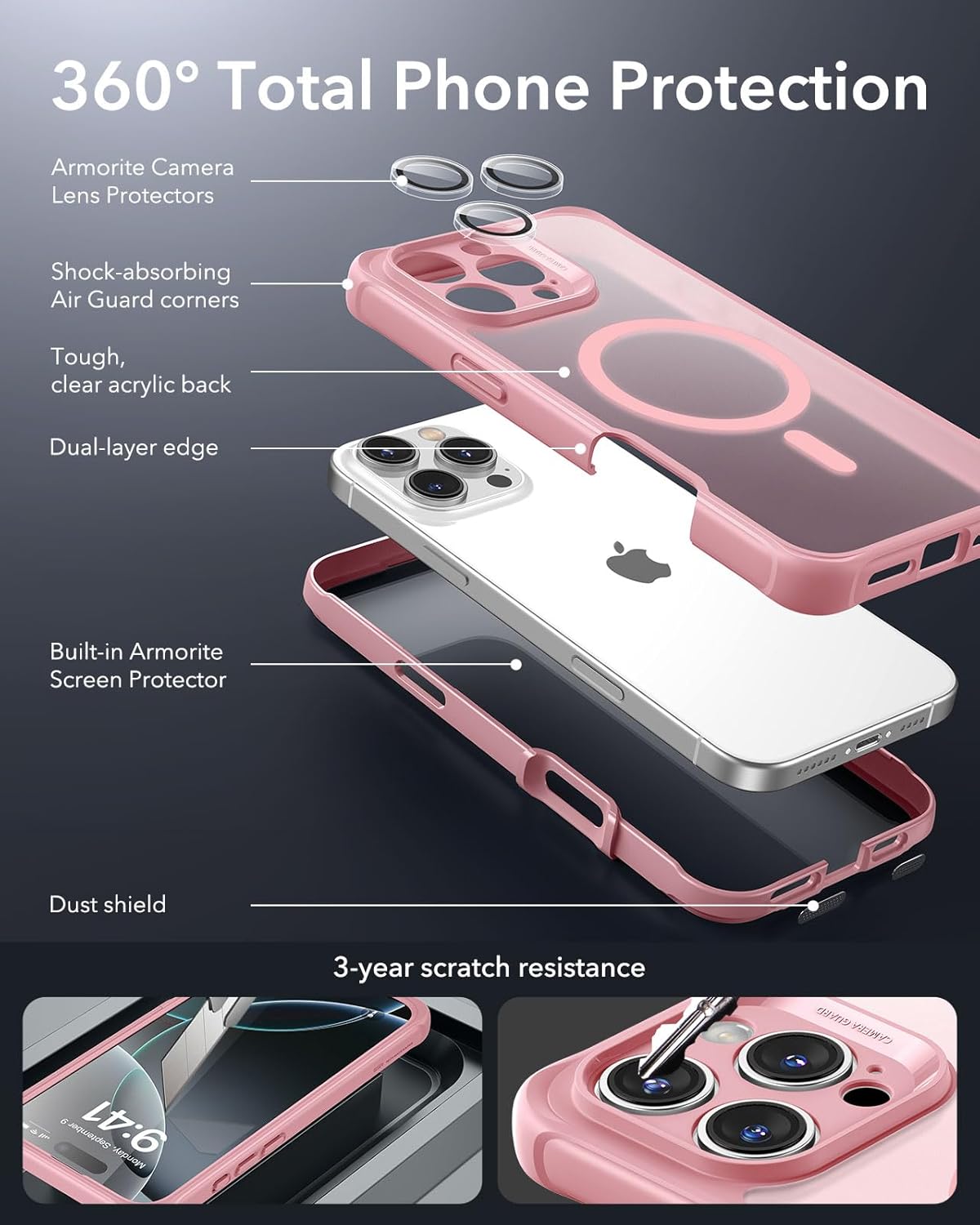 Θήκη ESR Armor Tough HaloLock Magsafe Frosted Pink iPhone 16 Pro Max ΘΗΚΕΣ ESR Θήκη ESR Armor Tough HaloLock Magsafe Frosted Pink iPhone 16 Pro Max - Image 2
