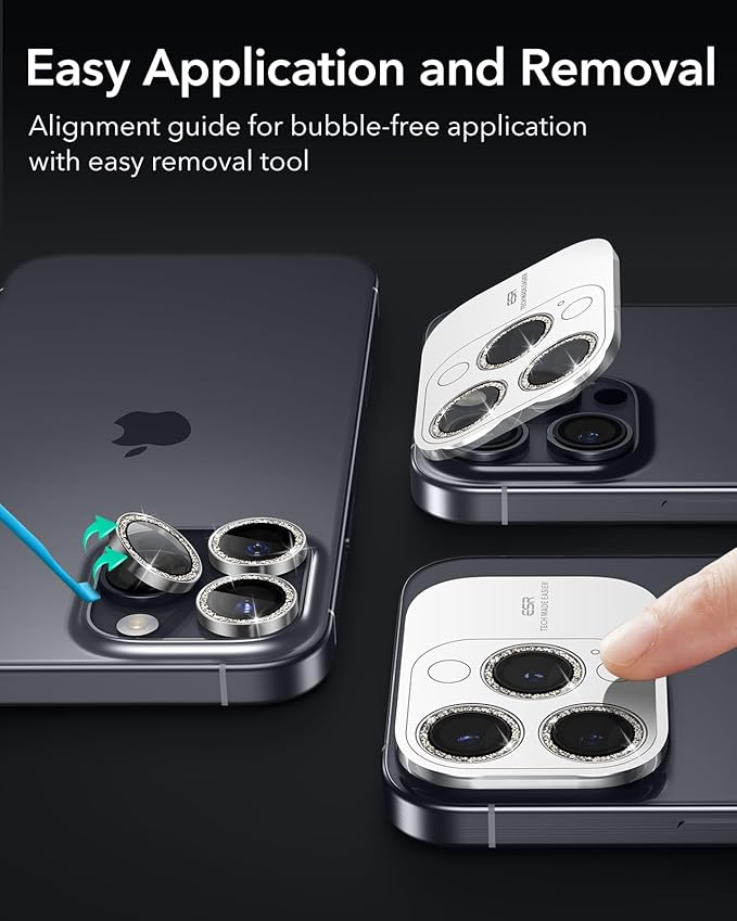 ESR Armorite Tempered Glass Camera Lens Rhinestone iPhone 16 Pro/16 Pro Max ΠΡΟΣΤΑΣΙΑ ΟΘΟΝΗΣ ESR ESR Armorite Tempered Glass Camera Lens Rhinestone iPhone 16 Pro/16 Pro Max - Image 2