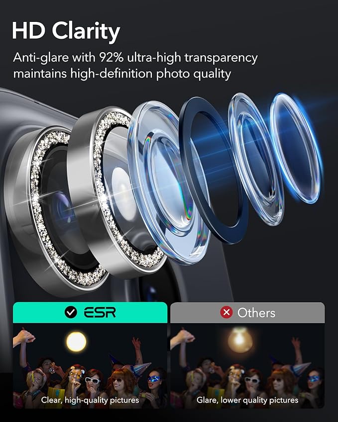 ESR Armorite Tempered Glass Camera Lens Rhinestone iPhone 16 Pro/16 Pro Max ΠΡΟΣΤΑΣΙΑ ΟΘΟΝΗΣ ESR ESR Armorite Tempered Glass Camera Lens Rhinestone iPhone 16 Pro/16 Pro Max - Image 3