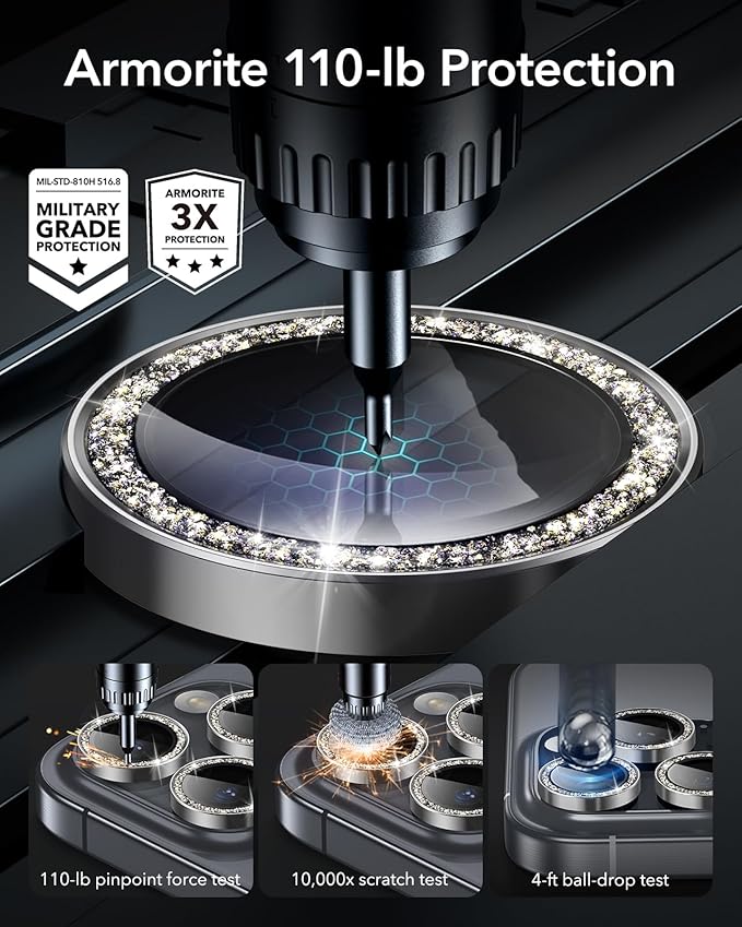 ESR Armorite Tempered Glass Camera Lens Rhinestone iPhone 16 Pro/16 Pro Max ΠΡΟΣΤΑΣΙΑ ΟΘΟΝΗΣ ESR ESR Armorite Tempered Glass Camera Lens Rhinestone iPhone 16 Pro/16 Pro Max - Image 4