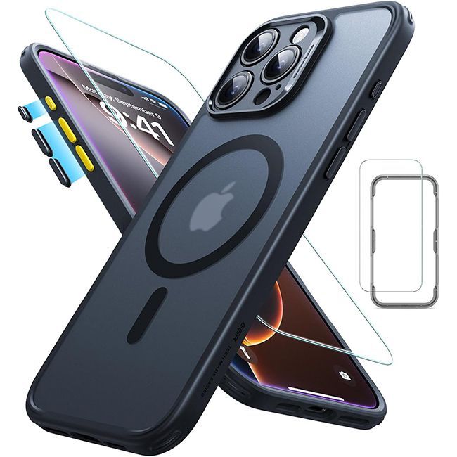 (2+1 Pack) Full Protection Pro Set ESR Classic HaloLock MagSafe Frosted Black iPhone 16 Pro Max ΘΗΚΕΣ ESR (2+1 Pack) Full Protection Pro Set ESR Classic HaloLock MagSafe Frosted Black iPhone 16 Pro Max