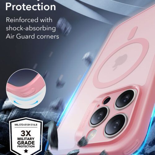 Alternative view of (2+1 Pack) Full Protection Pro Set ESR Classic HaloLock MagSafe Frosted Pink iPhone 16 Pro Max