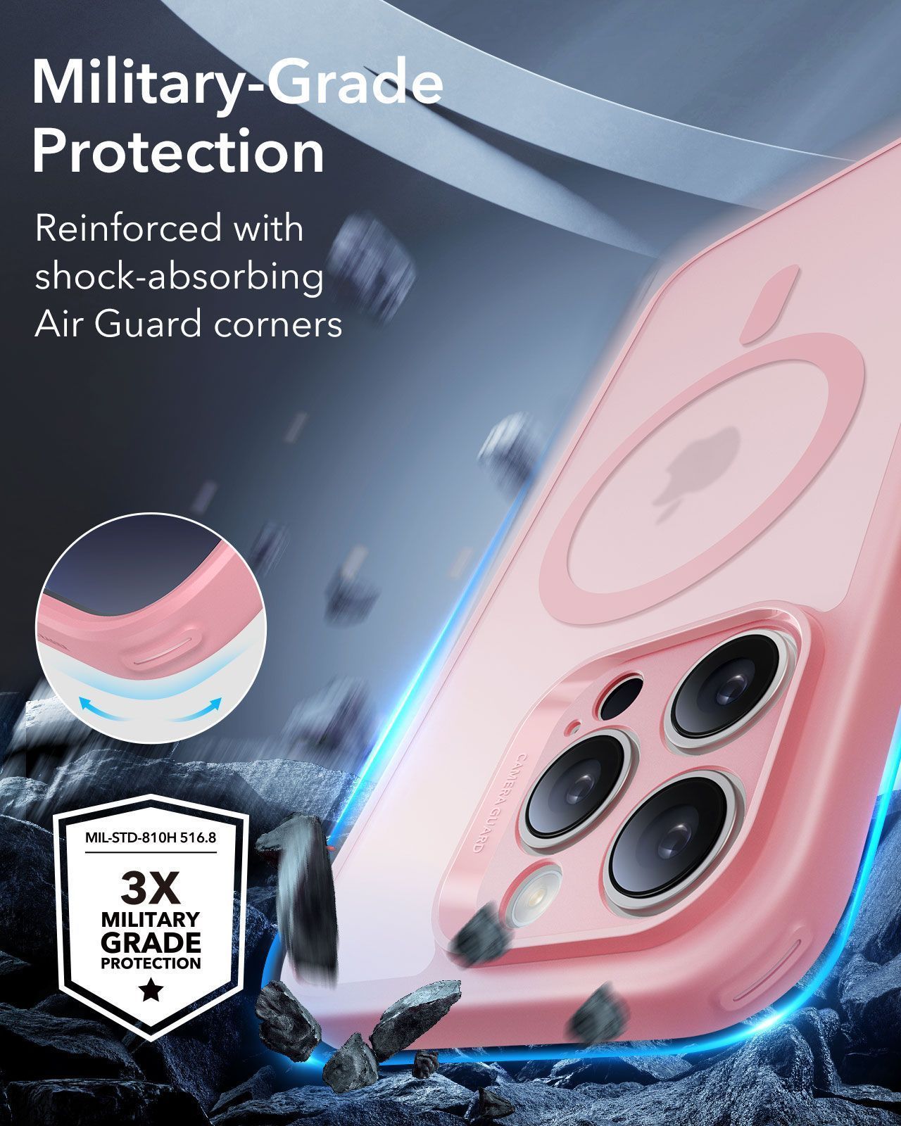 (2+1 Pack) Full Protection Pro Set ESR Classic HaloLock MagSafe Frosted Pink iPhone 16 Pro Max ΘΗΚΕΣ ESR (2+1 Pack) Full Protection Pro Set ESR Classic HaloLock MagSafe Frosted Pink iPhone 16 Pro Max - Image 2