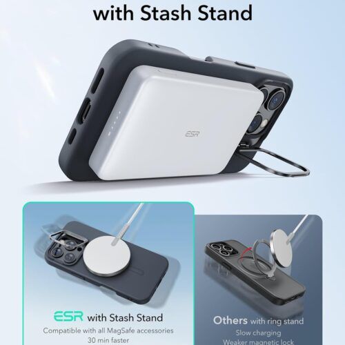 Alternative view of Θήκη ESR Cloud with Stash Stand HaloLock Magsafe Black iPhone 16 Pro