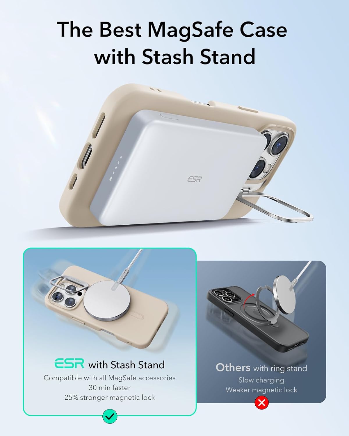 Θήκη ESR Cloud with Stash Stand HaloLock Magsafe Light Tan iPhone 16 Pro ΘΗΚΕΣ ESR Θήκη ESR Cloud with Stash Stand HaloLock Magsafe Light Tan iPhone 16 Pro - Image 3