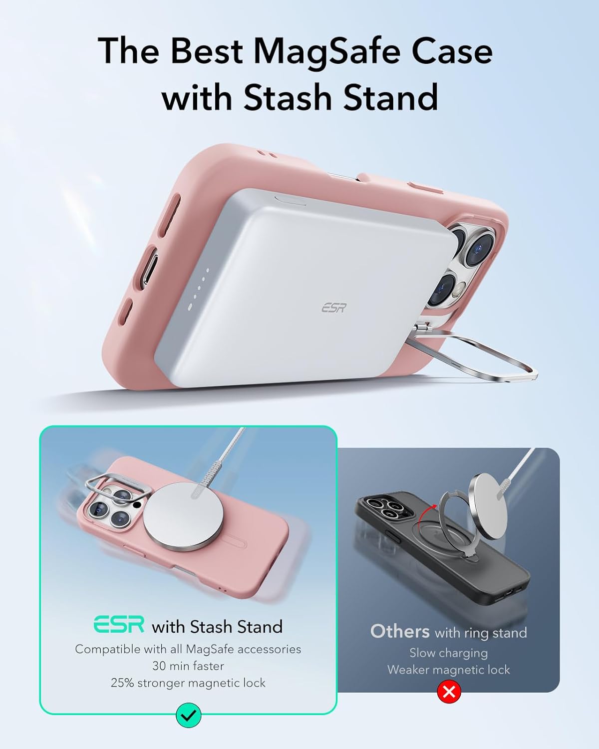 Θήκη ESR Cloud with Stash Stand HaloLock Magsafe Pink iPhone 16 Pro ΘΗΚΕΣ ESR Θήκη ESR Cloud with Stash Stand HaloLock Magsafe Pink iPhone 16 Pro - Image 3