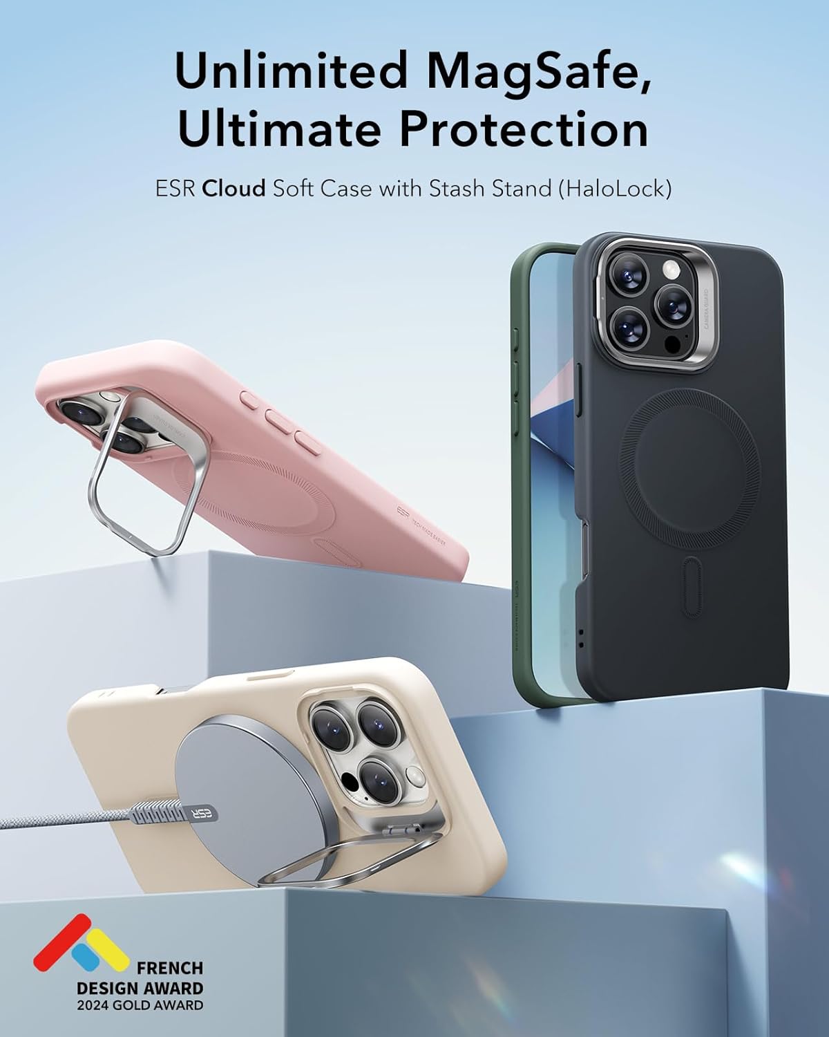 Θήκη ESR Cloud with Stash Stand HaloLock Magsafe Pink iPhone 16 Pro ΘΗΚΕΣ ESR Θήκη ESR Cloud with Stash Stand HaloLock Magsafe Pink iPhone 16 Pro - Image 2