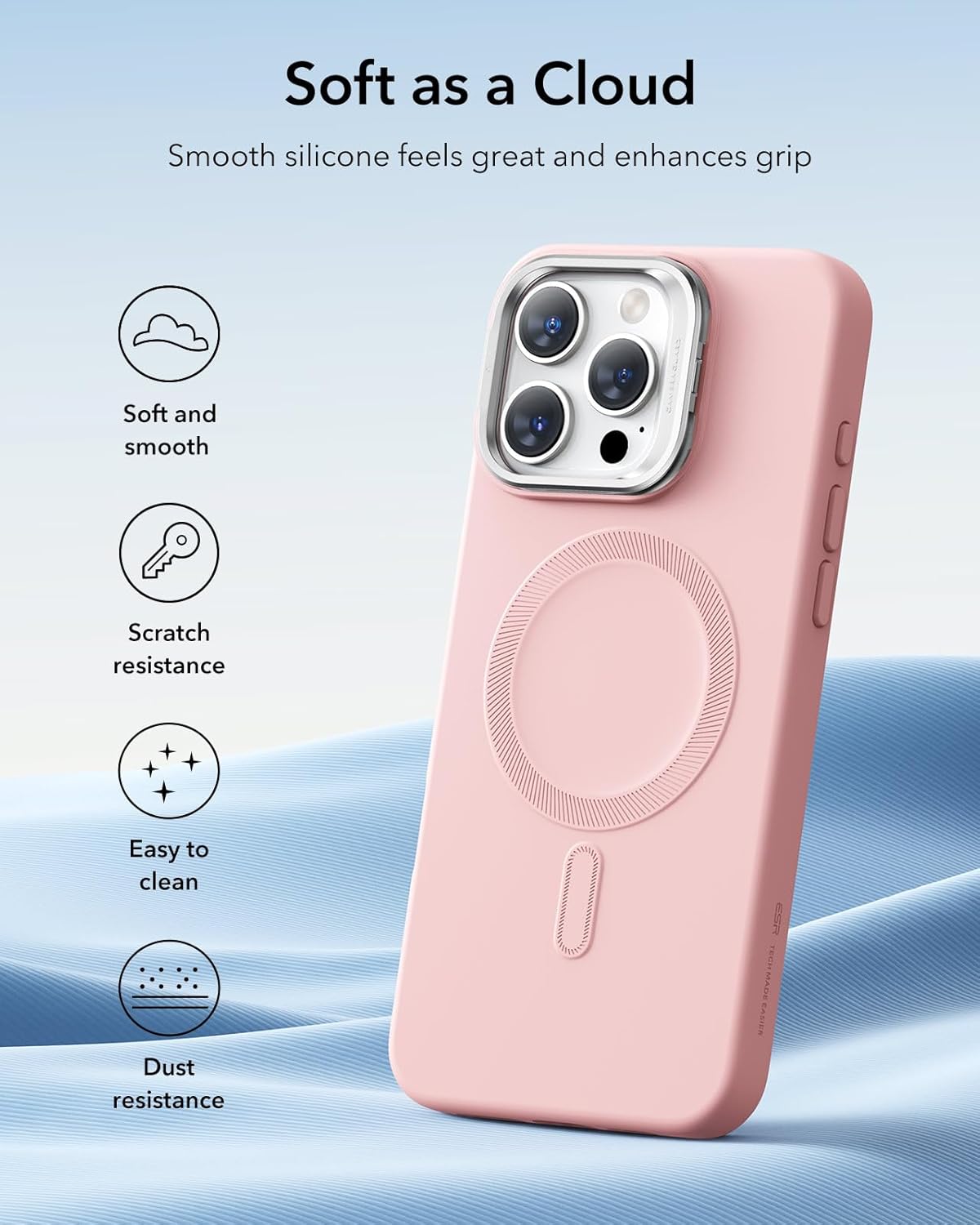 Θήκη ESR Cloud with Stash Stand HaloLock Magsafe Pink iPhone 16 Pro ΘΗΚΕΣ ESR Θήκη ESR Cloud with Stash Stand HaloLock Magsafe Pink iPhone 16 Pro - Image 4