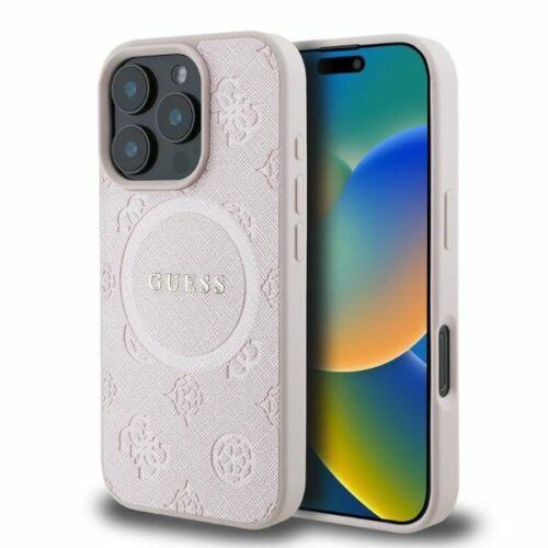 Θήκη Guess Saffiano Peony Classic Logo Magsafe Pink iPhone 16 Pro Max
