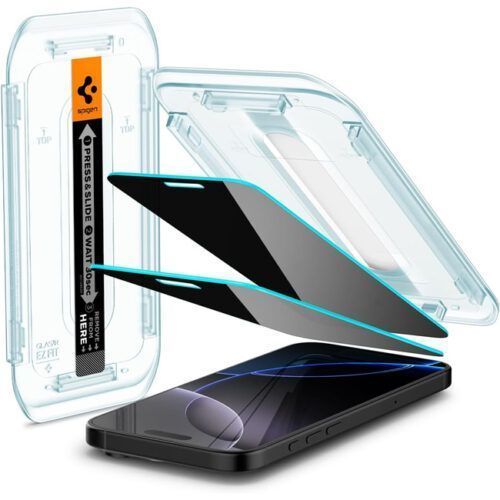 Spigen EZ Fit GLAS.tR Privacy Tempered Glass iPhone 16 Pro/17/17 Pro (2-Pack) ΠΡΟΣΤΑΣΙΑ ΟΘΟΝΗΣ Spigen Spigen EZ Fit GLAS.tR Privacy Tempered Glass iPhone 16 Pro/17/17 Pro (2-Pack)
