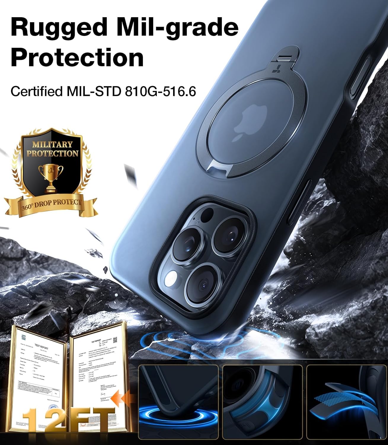 Θήκη Torras Ostand Spin MagSafe Kickstand Black iPhone 16 Pro Max ΘΗΚΕΣ TORRAS Θήκη Torras Ostand Spin MagSafe Kickstand Black iPhone 16 Pro Max - Image 5