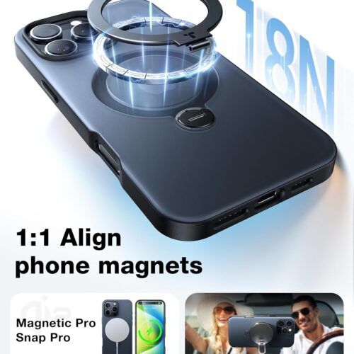 Alternative view of Θήκη Torras Ostand Spin MagSafe Kickstand Black iPhone 16 Pro Max