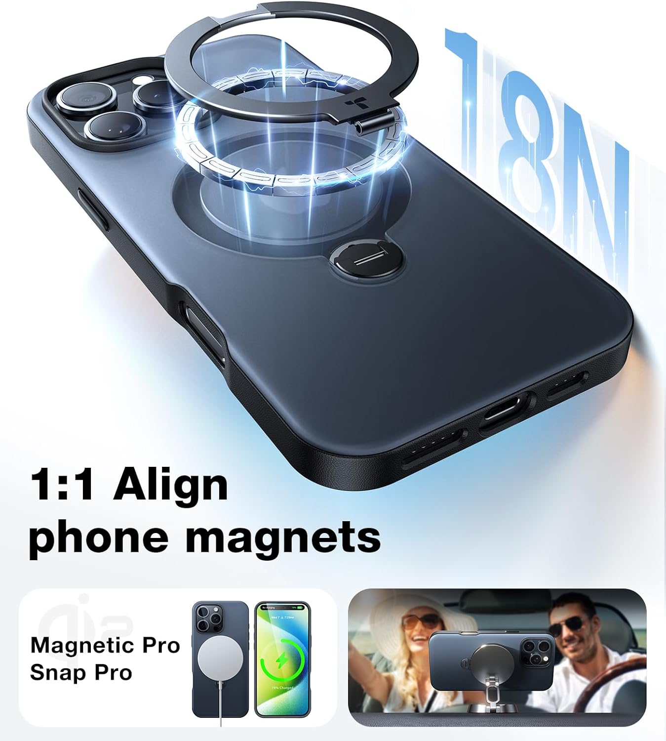 Θήκη Torras Ostand Spin MagSafe Kickstand Black iPhone 16 Pro Max ΘΗΚΕΣ TORRAS Θήκη Torras Ostand Spin MagSafe Kickstand Black iPhone 16 Pro Max - Image 2