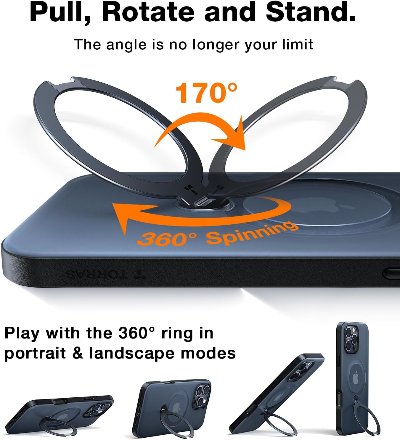 Θήκη Torras Ostand Spin MagSafe Kickstand Black iPhone 16 Pro Max ΘΗΚΕΣ TORRAS Θήκη Torras Ostand Spin MagSafe Kickstand Black iPhone 16 Pro Max - Image 4