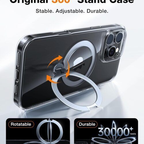 Alternative view of Θήκη Torras Ostand Spin MagSafe Kickstand Clear iPhone 16 Pro