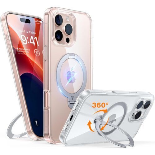 Θήκη Torras Ostand Spin MagSafe Kickstand Clear iPhone 16 Pro ΘΗΚΕΣ TORRAS Θήκη Torras Ostand Spin MagSafe Kickstand Clear iPhone 16 Pro