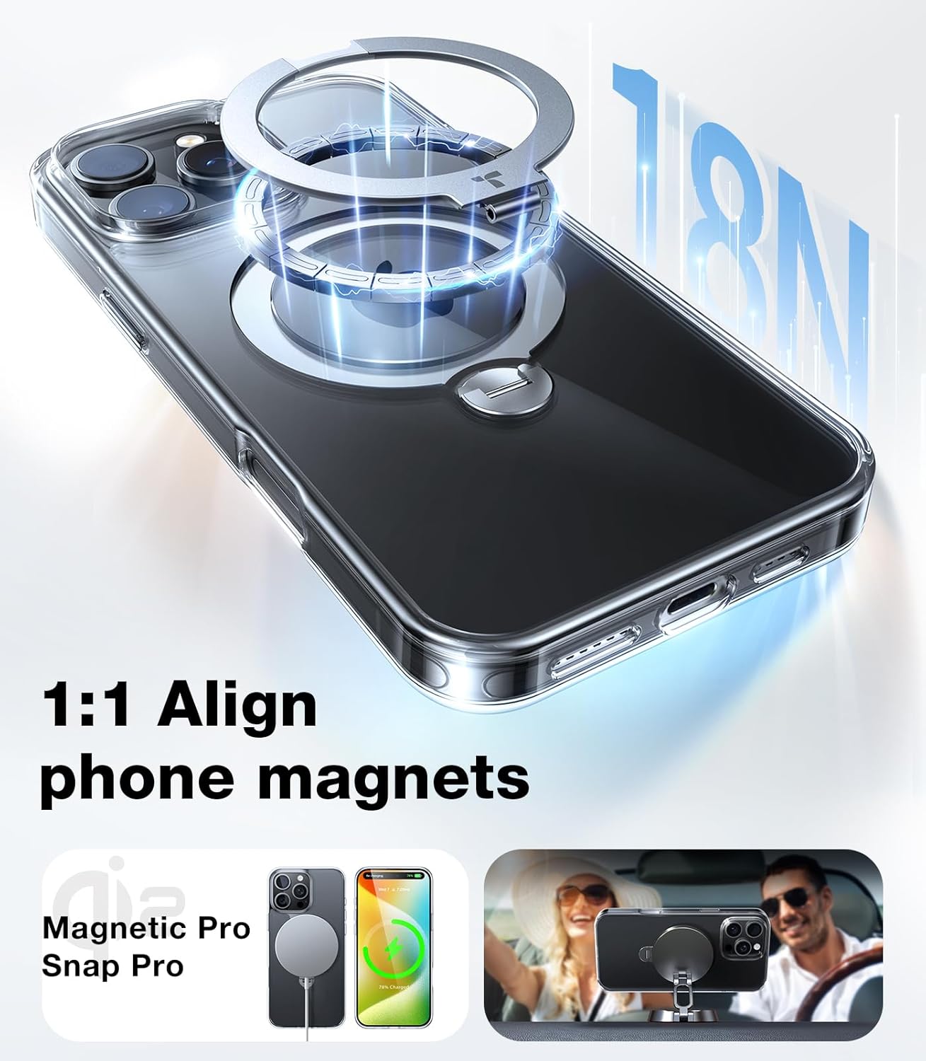 Θήκη Torras Ostand Spin MagSafe Kickstand Clear iPhone 16 Pro Max ΘΗΚΕΣ TORRAS Θήκη Torras Ostand Spin MagSafe Kickstand Clear iPhone 16 Pro Max - Image 4