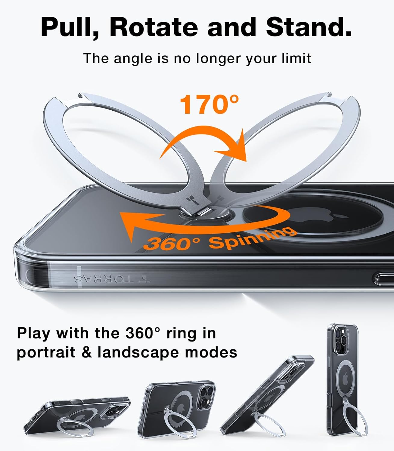Θήκη Torras Ostand Spin MagSafe Kickstand Clear iPhone 16 Pro Max ΘΗΚΕΣ TORRAS Θήκη Torras Ostand Spin MagSafe Kickstand Clear iPhone 16 Pro Max - Image 3