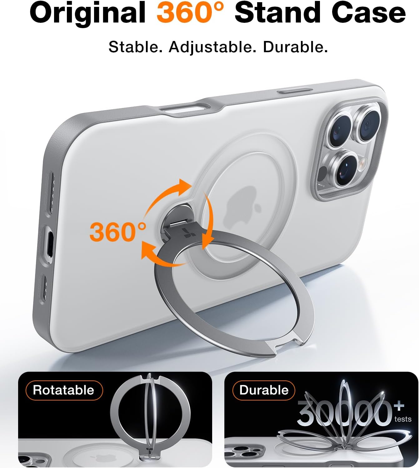 Θήκη Torras Ostand Spin MagSafe Kickstand Clear Grey iPhone 16 Pro Max ΘΗΚΕΣ TORRAS Θήκη Torras Ostand Spin MagSafe Kickstand Clear Grey iPhone 16 Pro Max - Image 2