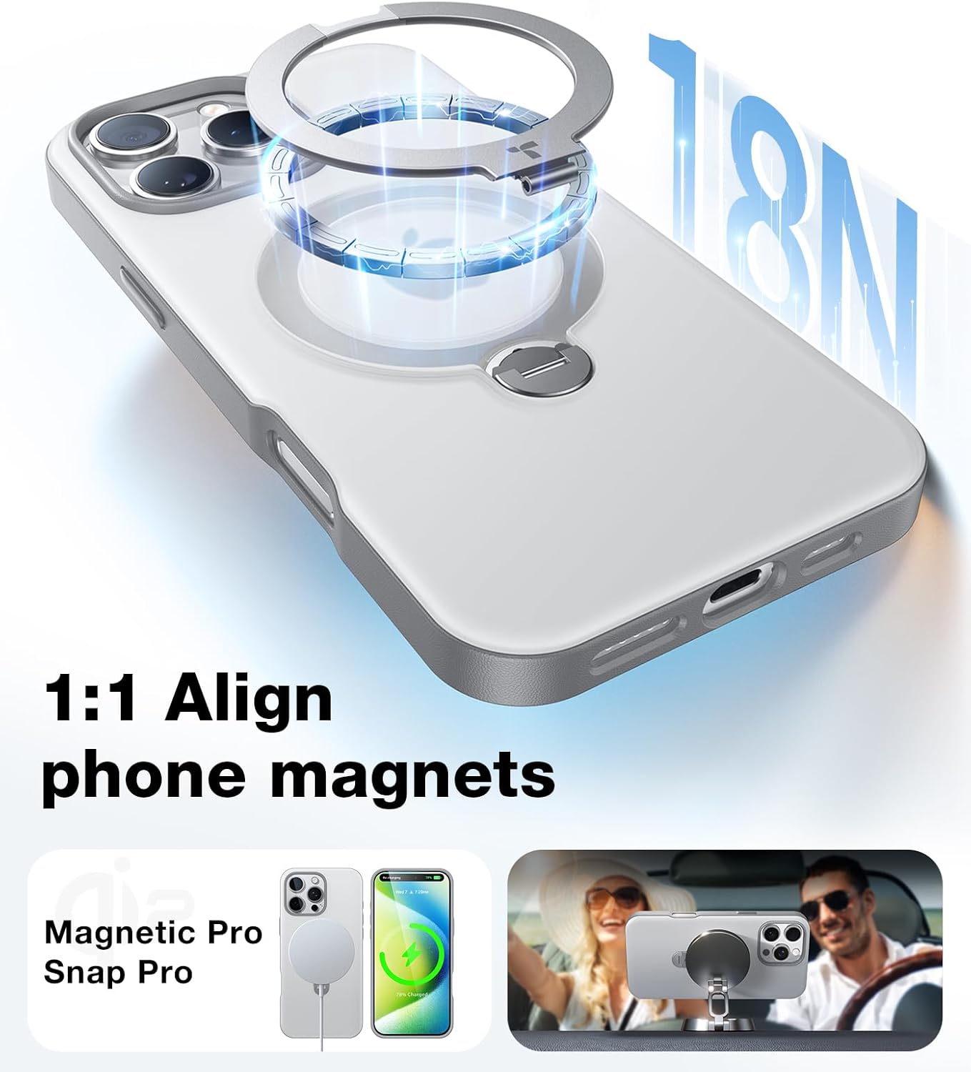 Θήκη Torras Ostand Spin MagSafe Kickstand Clear Grey iPhone 16 Pro Max ΘΗΚΕΣ TORRAS Θήκη Torras Ostand Spin MagSafe Kickstand Clear Grey iPhone 16 Pro Max - Image 4