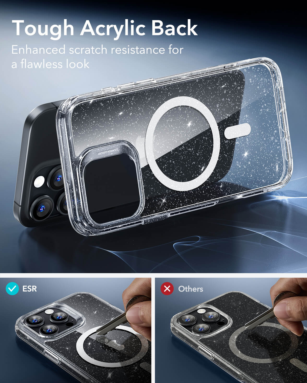 Θήκη ESR Classic Hybrid HaloLock MagSafe Clear Shimmer iPhone 16 Pro ΘΗΚΕΣ ESR Θήκη ESR Classic Hybrid HaloLock MagSafe Clear Shimmer iPhone 16 Pro - Image 3