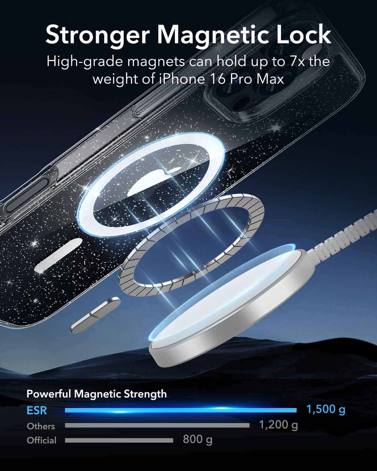 Θήκη ESR Classic Hybrid HaloLock MagSafe Clear Shimmer iPhone 16 Pro ΘΗΚΕΣ ESR Θήκη ESR Classic Hybrid HaloLock MagSafe Clear Shimmer iPhone 16 Pro - Image 6