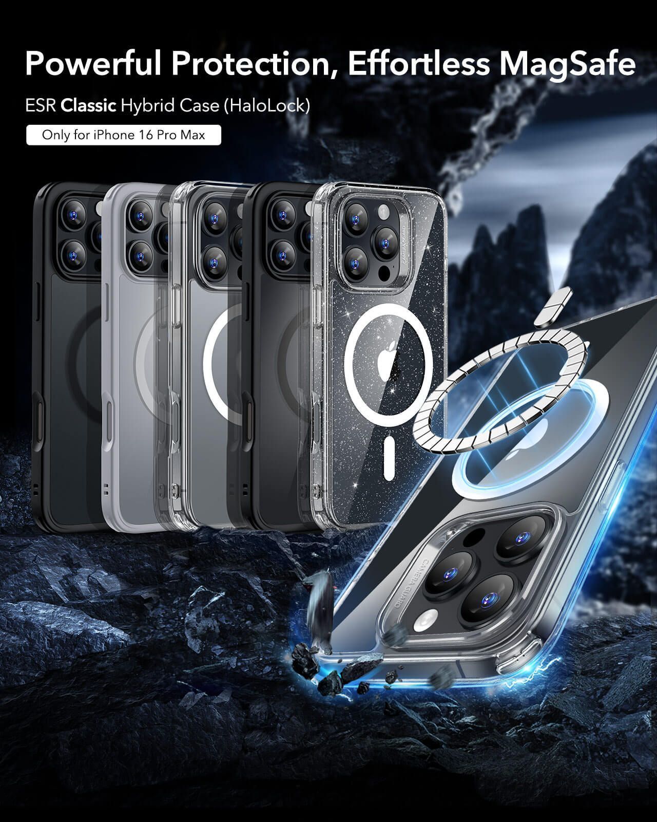 Θήκη ESR Classic Hybrid HaloLock MagSafe Clear Shimmer iPhone 16 Pro ΘΗΚΕΣ ESR Θήκη ESR Classic Hybrid HaloLock MagSafe Clear Shimmer iPhone 16 Pro - Image 2