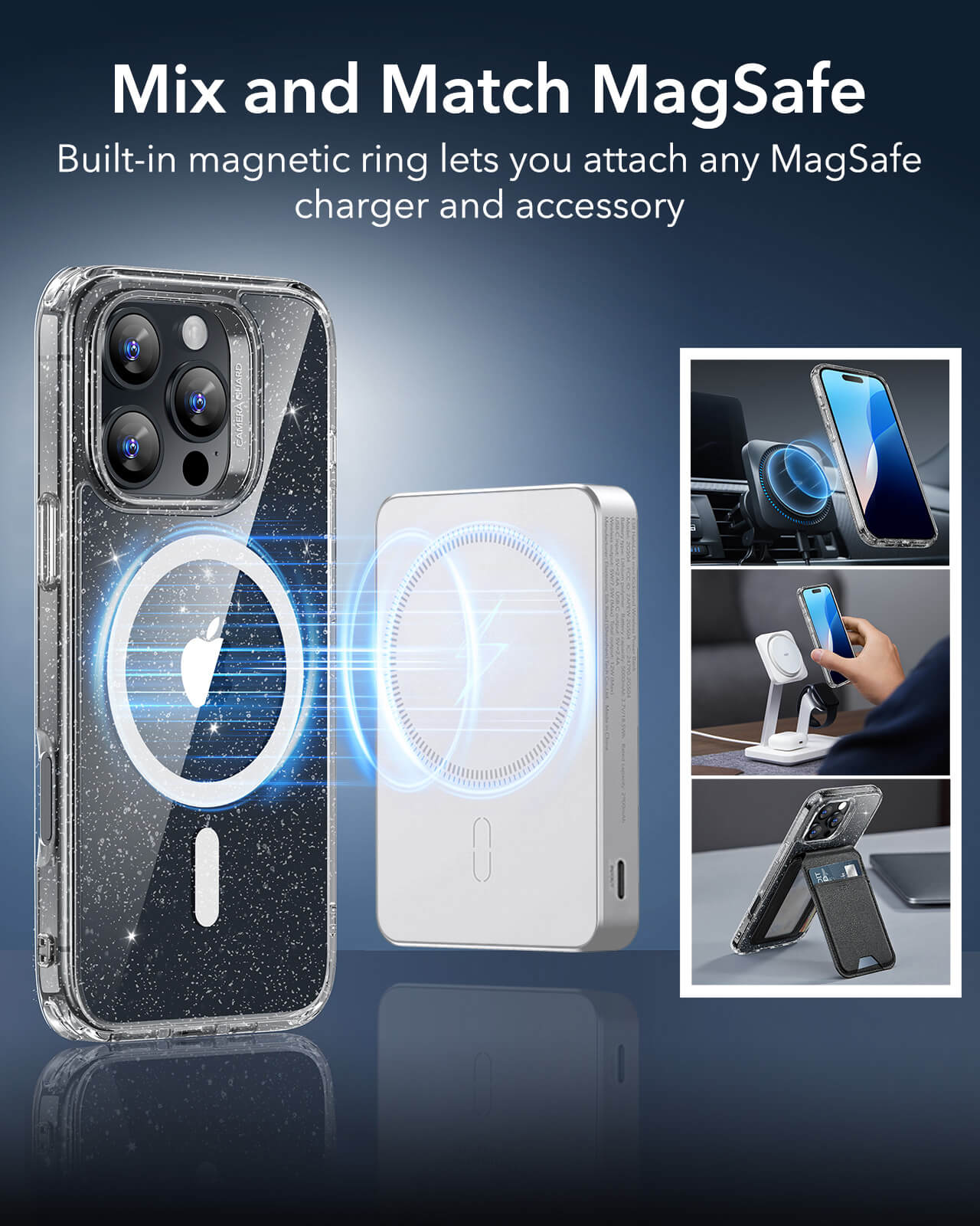Θήκη ESR Classic Hybrid HaloLock MagSafe Clear Shimmer iPhone 16 Pro ΘΗΚΕΣ ESR Θήκη ESR Classic Hybrid HaloLock MagSafe Clear Shimmer iPhone 16 Pro - Image 5