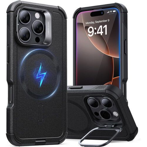 Θήκη ESR Cyber Tough with Stash Stand Magsafe Black iPhone 16 Pro ΘΗΚΕΣ ESR Θήκη ESR Cyber Tough with Stash Stand Magsafe Black iPhone 16 Pro