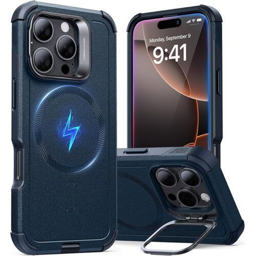 Θήκη ESR Cyber Tough with Stash Stand Magsafe Blue iPhone 16 Pro ΘΗΚΕΣ ESR Θήκη ESR Cyber Tough with Stash Stand Magsafe Blue iPhone 16 Pro