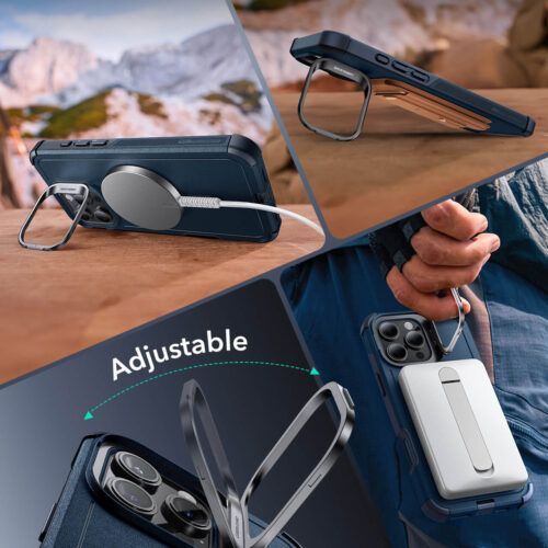 Alternative view of Θήκη ESR Cyber Tough with Stash Stand Magsafe Blue iPhone 16 Pro Max