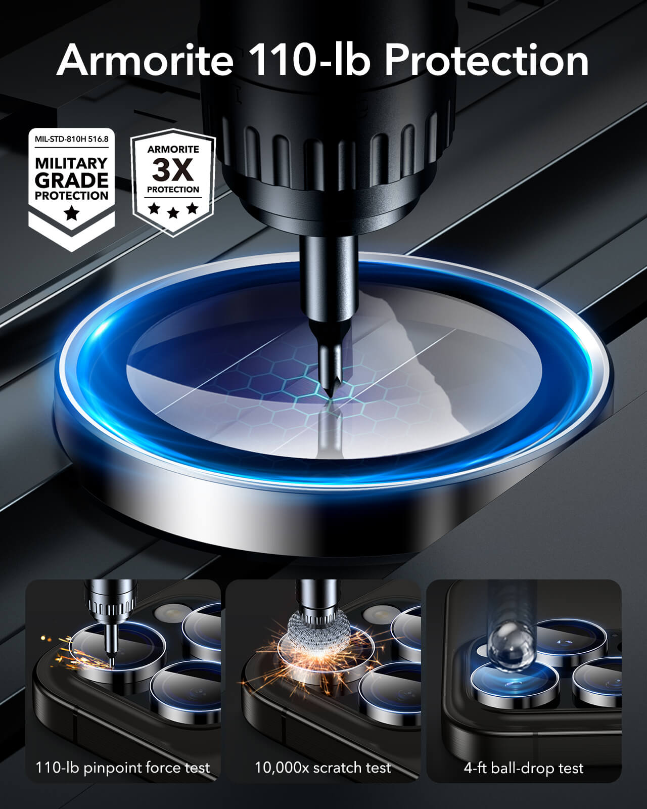ESR Armorite Tempered Glass Camera Lens Black iPhone 16 Pro/16 Pro Max ΠΡΟΣΤΑΣΙΑ ΟΘΟΝΗΣ ESR ESR Armorite Tempered Glass Camera Lens Black iPhone 16 Pro/16 Pro Max - Image 3