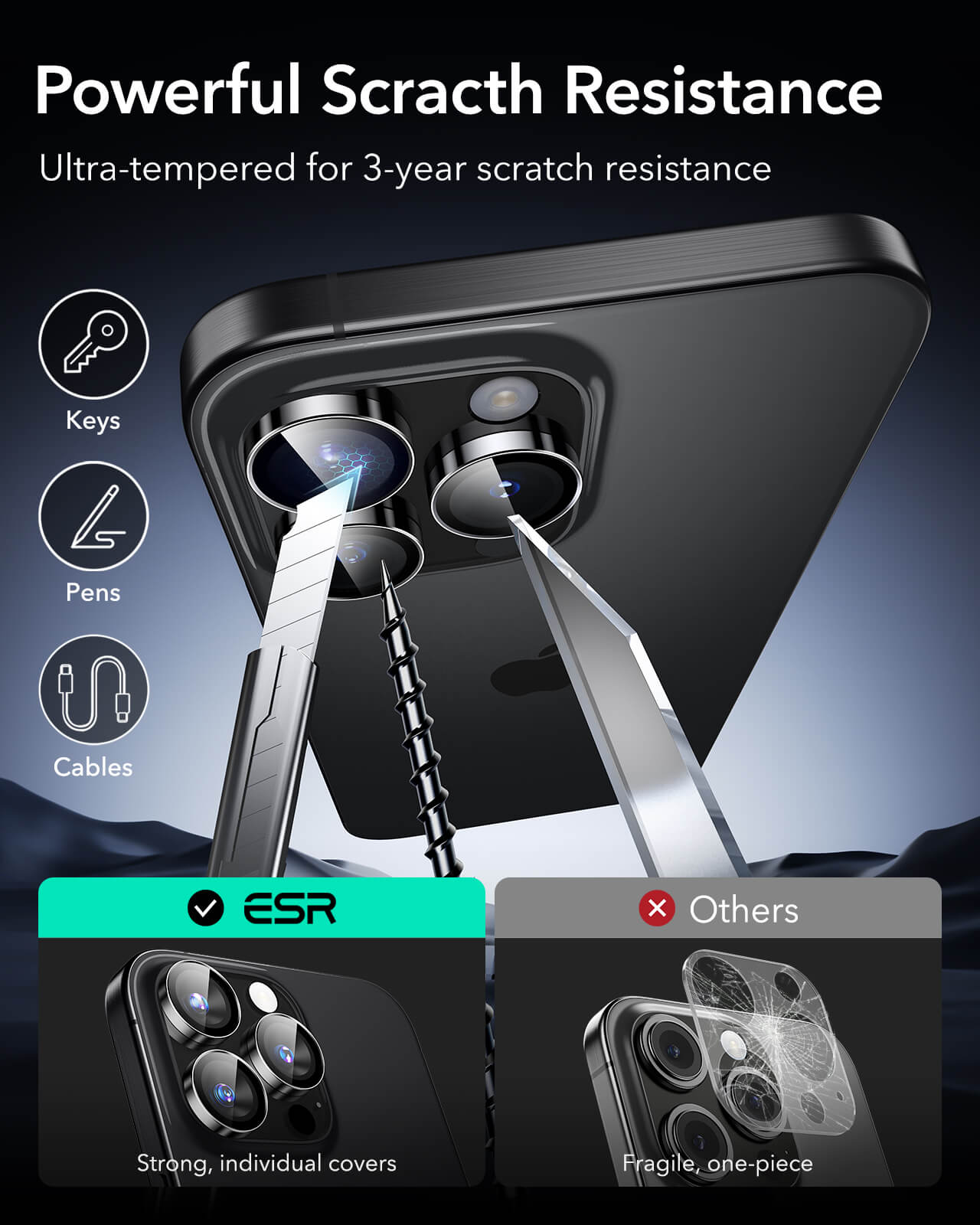 ESR Armorite Tempered Glass Camera Lens Black iPhone 16 Pro/16 Pro Max ΠΡΟΣΤΑΣΙΑ ΟΘΟΝΗΣ ESR ESR Armorite Tempered Glass Camera Lens Black iPhone 16 Pro/16 Pro Max - Image 6