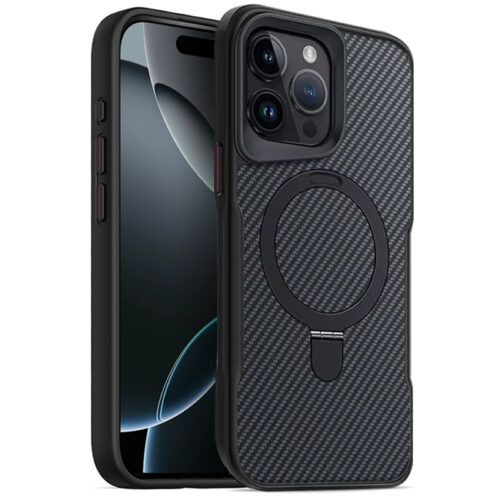Θήκη Orso Ostand Hybrid Carbon MagSafe Black iPhone 16 Pro Max ΘΗΚΕΣ Orso Θήκη Orso Ostand Hybrid Carbon MagSafe Black iPhone 16 Pro Max