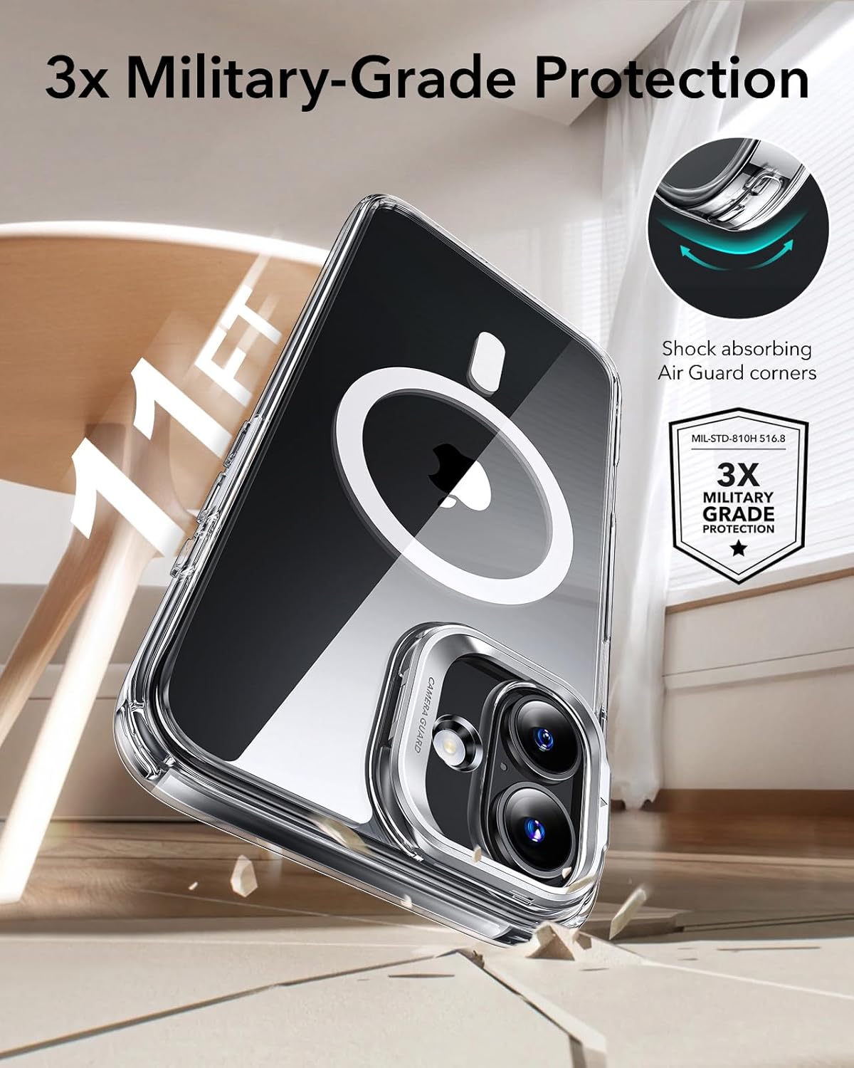 Θήκη ESR Classic Hybrid with Stash Stand HaloLock MagSafe Clear iPhone 16 ΘΗΚΕΣ ESR Θήκη ESR Classic Hybrid with Stash Stand HaloLock MagSafe Clear iPhone 16 - Image 7