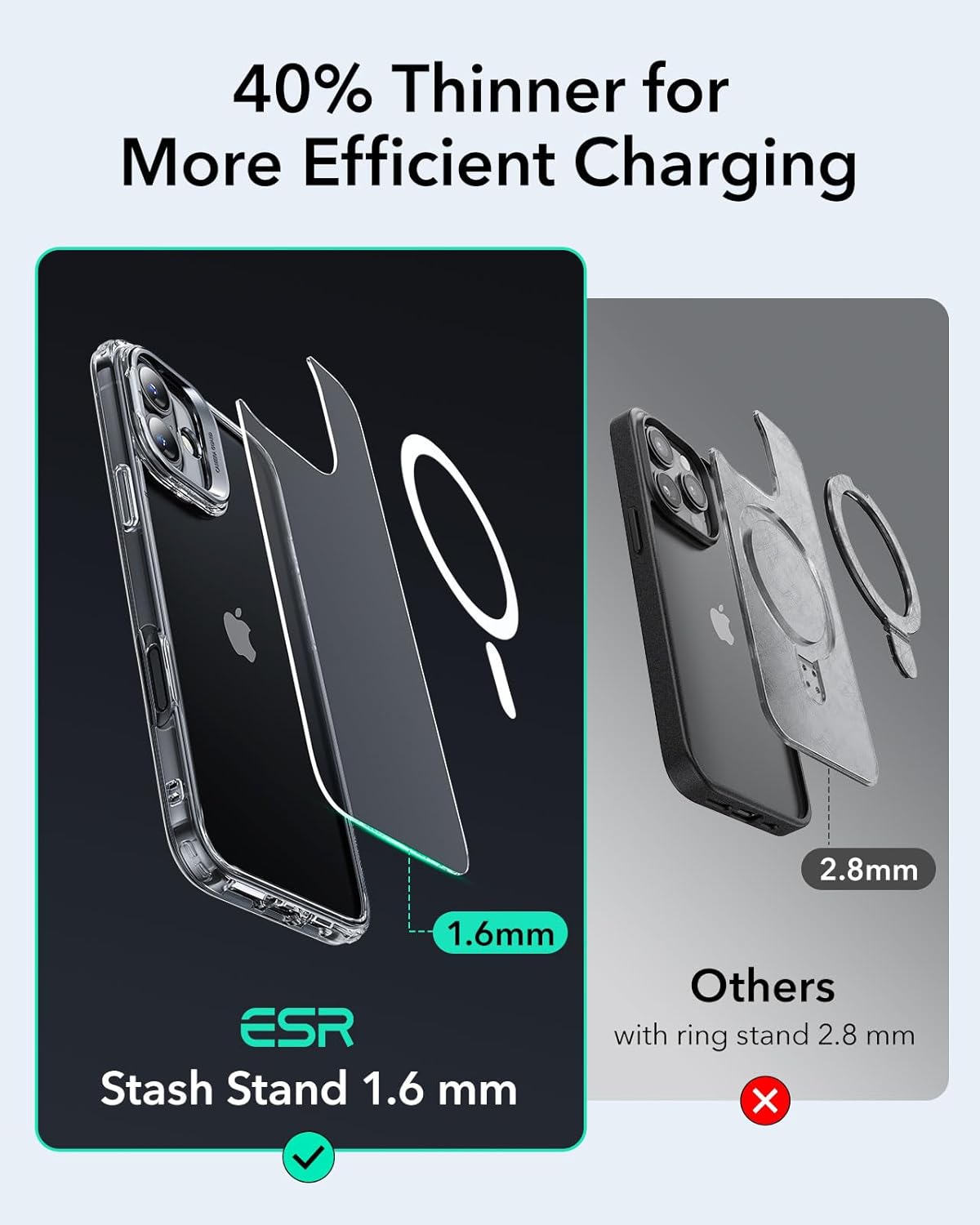 Θήκη ESR Classic Hybrid with Stash Stand HaloLock MagSafe Clear iPhone 16 ΘΗΚΕΣ ESR Θήκη ESR Classic Hybrid with Stash Stand HaloLock MagSafe Clear iPhone 16 - Image 5